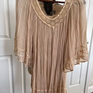 Raviya Beige bohemian Lace Blouse